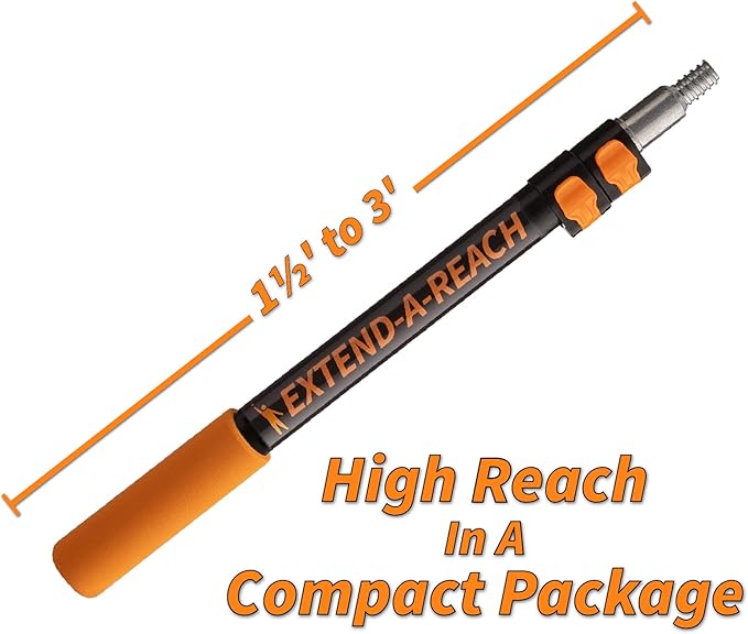 1.5-3 ft Long Paint Roller Extension Pole, Multi-Purpose Telescopic Handle | Extension Pole with Universal Twist-on Metal Tip // Lightweight & Sturdy Pole for Painting, Dusting and Window Cleaning