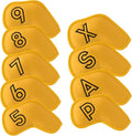 Montela Golf Iron Covers,Golf Iron Head Covers Leather Golf Iron Covers Set 9pcs Golf Iron Headcovers,Golf Club Head Covers for Iron Club Fit All Brands Titleist,Callaway,Taylormade