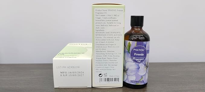 PHATOIL 3.38FL.OZ Freesia Fragrance Oils for Aromatherapy, Essential Oils for Diffusers for Home, Perfect for Diffuser, DIY Candle and Soap Making, DIY Scented Products - 100ml | Long Lasting Scented Oils For Humidifier, Air Freshener, DIY Soap Candle,...