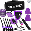 Windshield Cleaner Tool, 17Pcs Purple Car Interior Cleaning Kit, Detailing Kit Cleaner, Detailing Brush, Cleaning Gel, Inside Cleaning Supplies Accessories for Trucks, SUVs, RVs Window