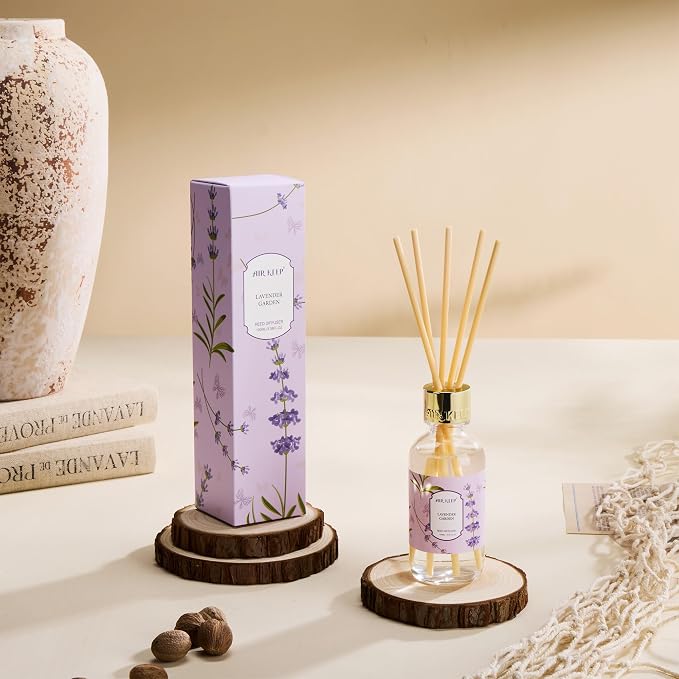 Reed Diffuser Oil Set with Reed Sticks,Lavender Garden Aromatherapy Oil Scent Diffuser for Home Office Bathroom Decoration Perfume and Gifts 3.38 oz/100ml