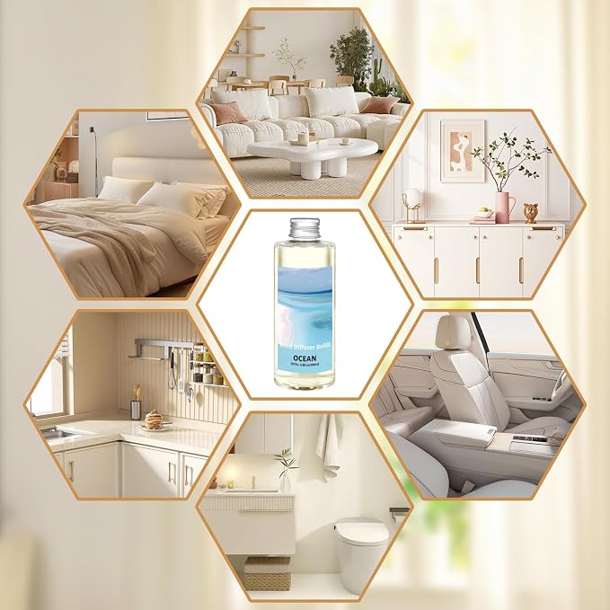 STRN Ocean Reed Diffuser Oil Refill, Scented Diffuser with Stick 200ML | Summer Long-Lasting Fragrance for Living Room, Bedroom, Office, Home Décor