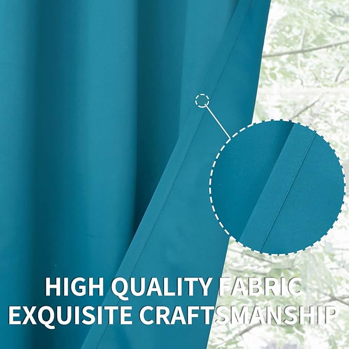 BGment Rod Pocket Blackout Curtains for Bedroom 72 Inches Long - Thermal Insulated Room Darkening Curtains for Living Room, Peacockblue, 42 x 72 Inch, 2 Panels