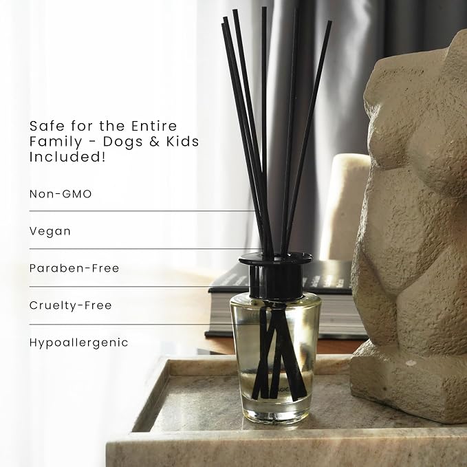 The Magic Scent Mahogany & Teakwood Oil Reed Diffuser Set, 3.4 Fl Oz | Premium Fiber Reeds for Gentle Dispersal. Lasting for Up to 2 Months. Natural, Non toxic Reed Diffusers for Home.