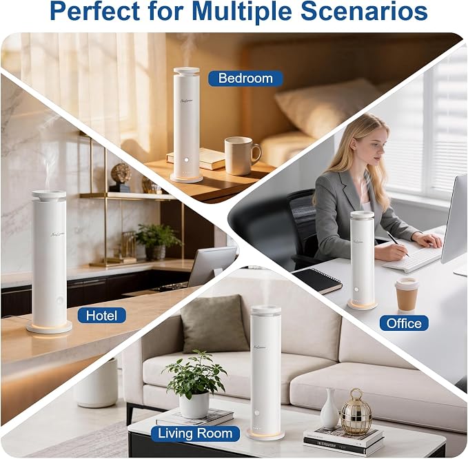 Waterless Diffuser Pro with 5 Scent Oils, Luxury Hotel-Class Essential Oil Diffuser Aromatherapy Machine with 1500 Sq Ft Cover, 6 Mist, 4.06Oz Diffusers for Home Large Room Hotel SPA - White