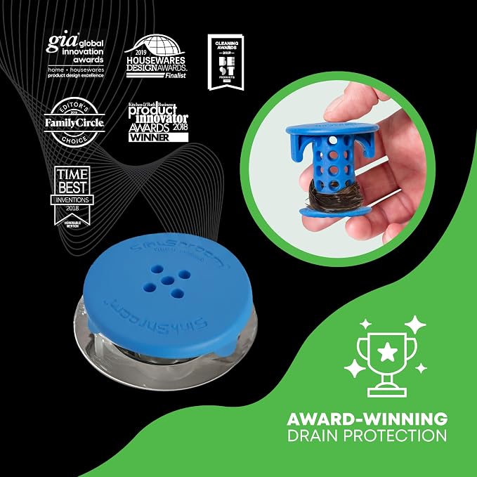 SinkShroom SSBLU988 Sink Drain Protector Hair Catcher/Strainer/Snare, Blue