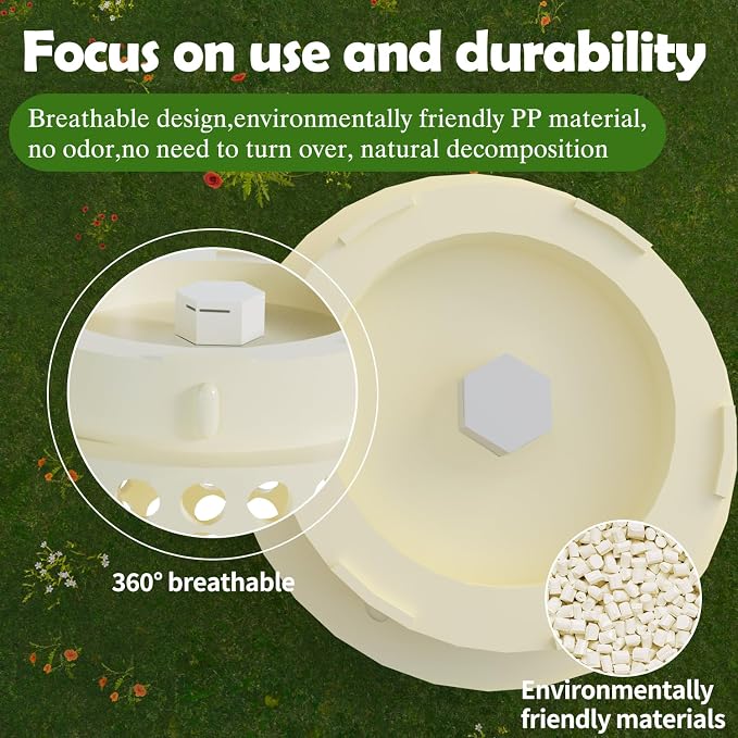 Underground Worm Farm, Garden Mini vermicomposting bin for use in Outdoor Gardening from Kitchen Food Waste, with Holes and lid, White (11.81x4.3x4.3IN)