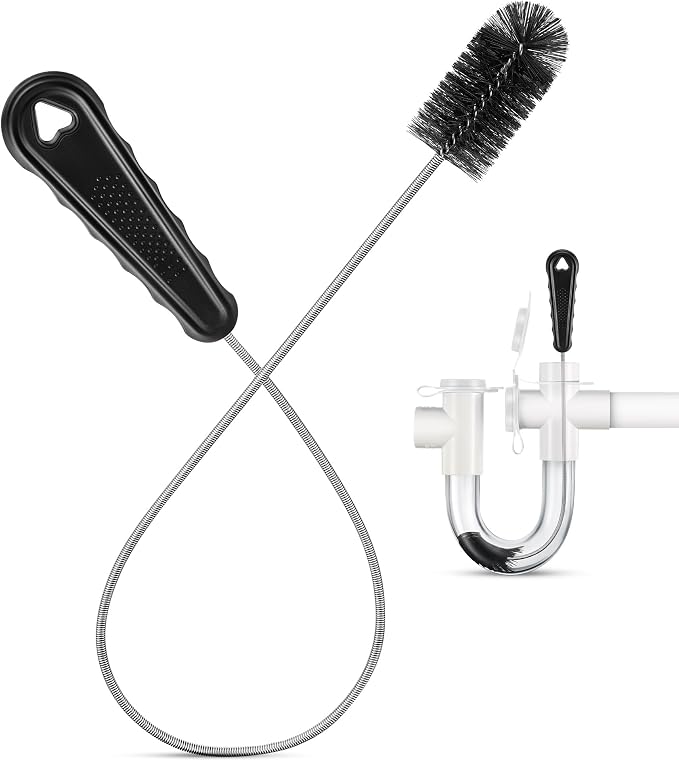 Condensate Trap Flexible Drain Brush, AC Drain Line Cleaning Brush for AC & HAVC Condensate P Trap (16 Inch,Black,1 Pc)
