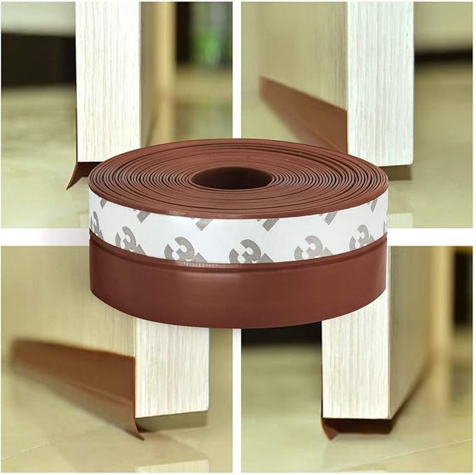 TAROSE Weather Stripping, Silicone Door Seal Strip Door, Window, 16 Feet Long, Reddish Brown (Width 35mm)
