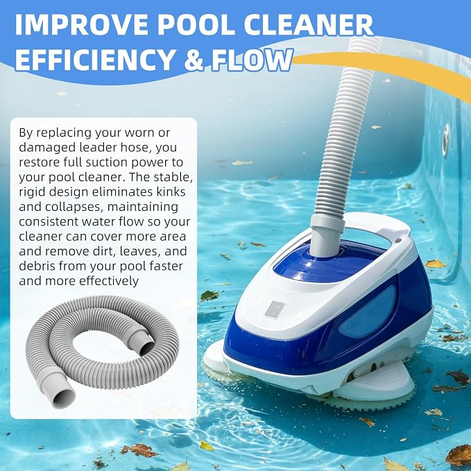 V532LG Pool Vacuum Leader Hose Replacement for Hayward Pool Cleaner, Pool Vac Ultra, Pool Plus, Navigator, Aqua Bug, Diver Dave,46 Inch Heavy Duty Pool Cleaner Replacement Hose, Gray
