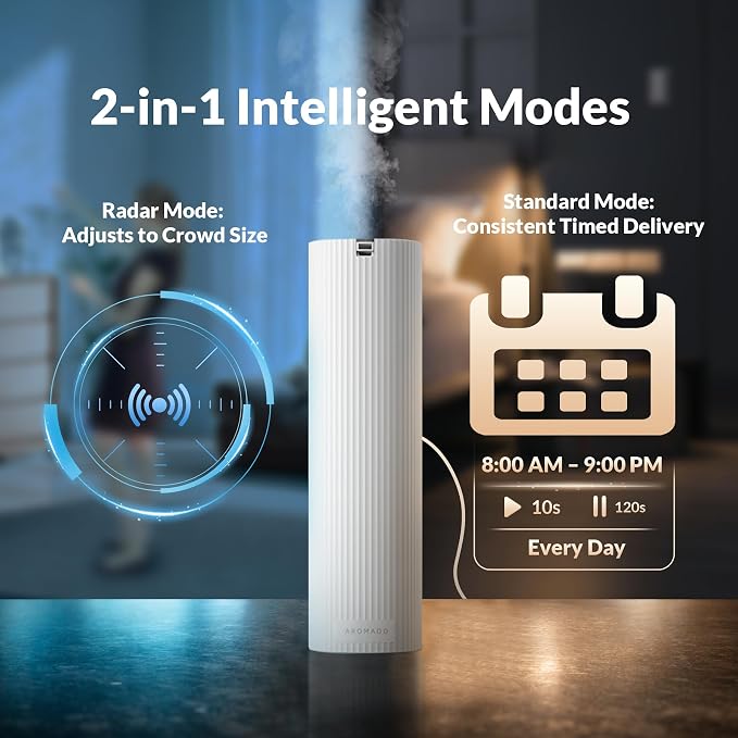 Auto Mode Scent Diffuser Starter Kit with Cold Air Tech, White | Waterless Essential Oil Diffusers for Home, 1500 Sq.Ft Coverage Scent Air Machine, Hotel Collection Diffuser