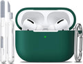 R-fun for AirPods Pro 2 Case, Soft Silicone Protective Cover with Keychain and Cleaning Pen, Compatible with AirPods Pro 2nd/1st Generation, Supports Wireless Charging, Forest Green