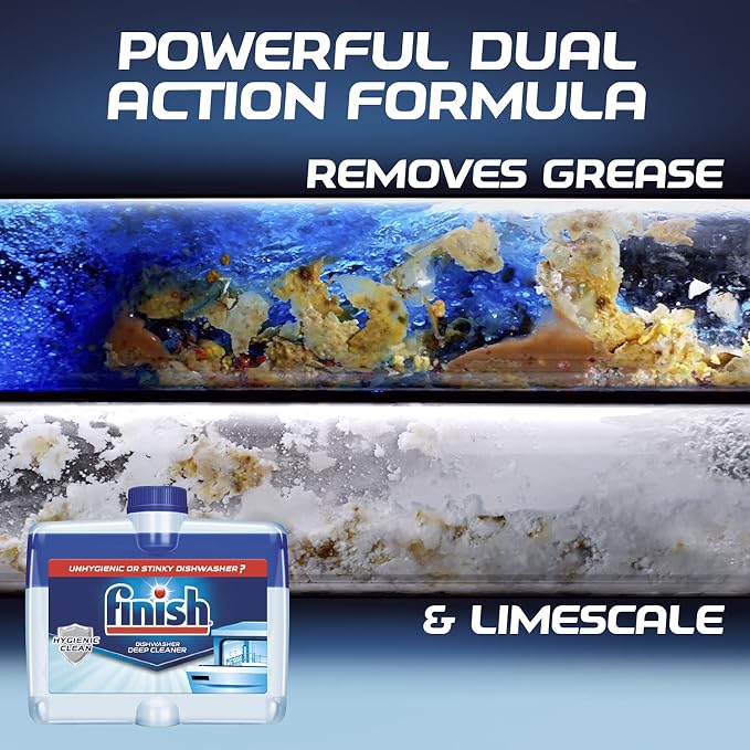 Finish Dual Action Dishwasher Cleaner: Fight Grease & Limescale, Fresh 8.45 oz.(Pack of 4)
