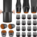 BALEINE 16 Pack Silicone Chair Leg Floor Protectors, Stool Leg Protectors Cap, Non-Slip Chair Leg Caps for Hardwood Floors (Black & Small, 16 Pack)
