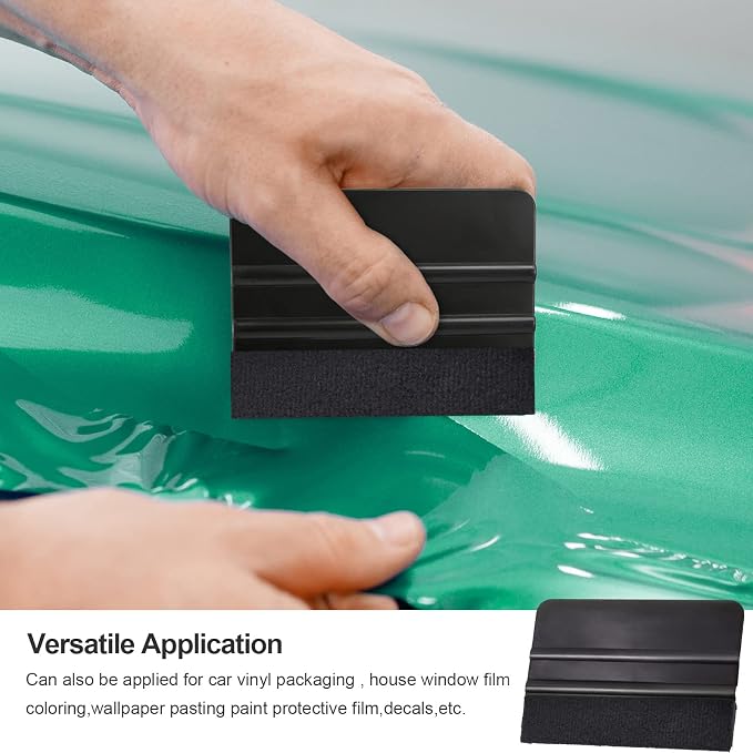 EHDIS 10pcs Vinyl Squeegee 4 Inch Car Vinyl Scraper Decal Applicator Window Tint Wallpaper Smoothing Tool with Black Fabric Felt Edge(Pure Black)