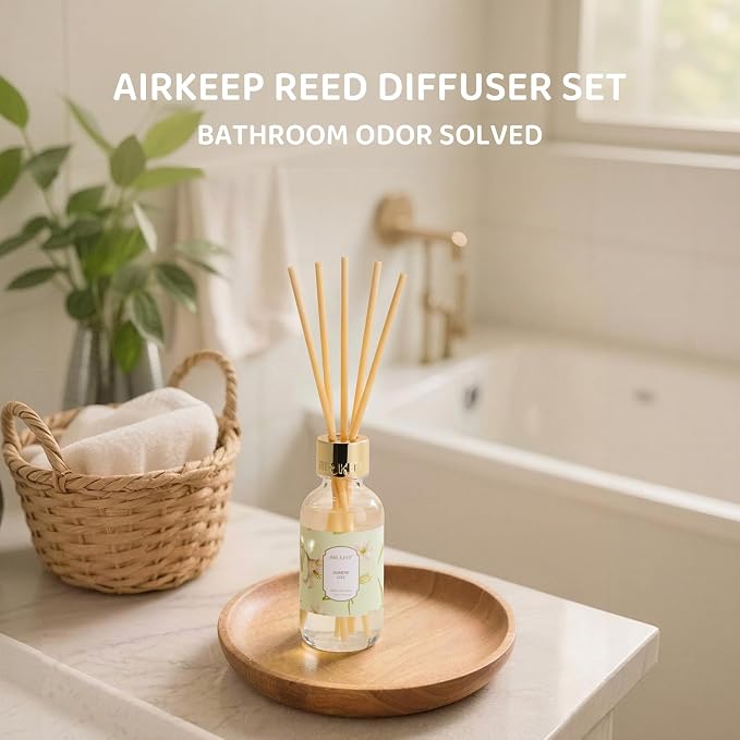 Reed Diffuser Oil Set with Reed Sticks,Jasmine Lily Aromatherapy Oil Scent Diffuser for Home Office Bathroom Decoration Perfume and Gifts 3.38 oz/100ml