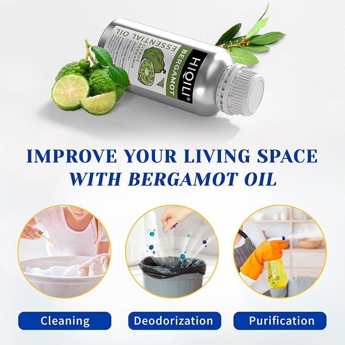 HIQILI Bergamot Essential Oil Large Capacity for Hotel, Beauty Salon, SPA | Creates Soothing & Calming Atmosphere for Home & Office, Calms Your Mind, and Works for Skin, DIY & More -500ml / 16 fl oz