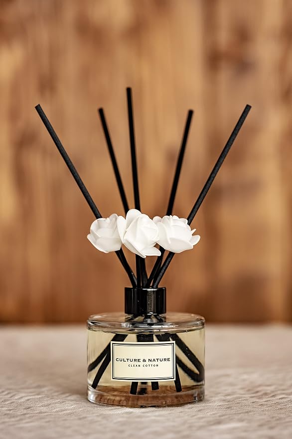 CULTURE & NATURE Reed Diffuser Set 6.7oz (200ml) April Flower Scented Diffuser with Sticks Home Fragrance Reed Diffuser for Bathroom Shelf Decor