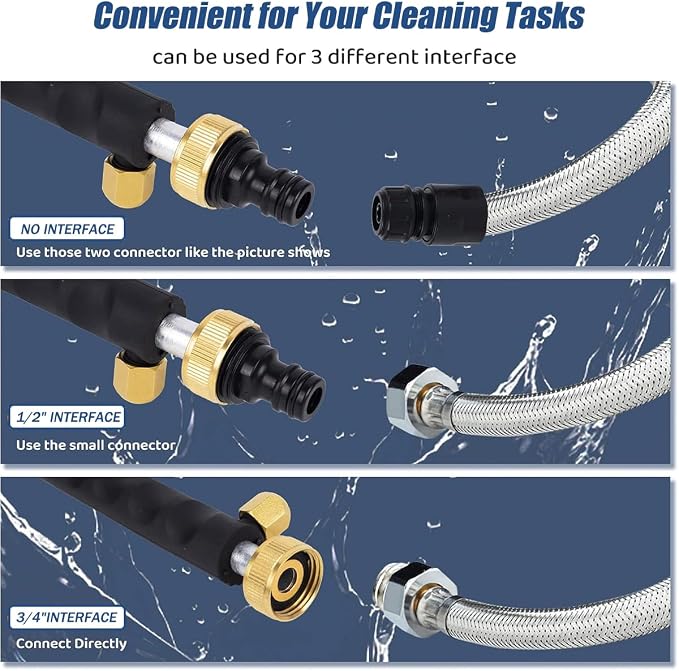 Hydro Jet High Pressure Power Washer-Magic Power Washer Extendable Wand,Flexible Water Hose Universal Nozzle,Gutter Patio Car Pet Window Cleaning (18inch-Back)