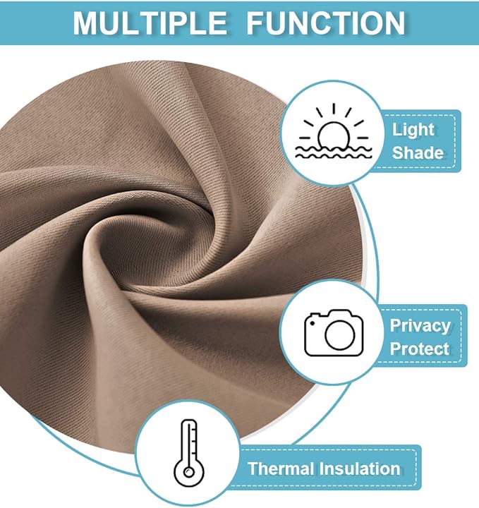 RYB HOME Blackout Curtains for Bedroom - Heavy Duty Thermal Insulated Curtains Balance Summer Heat and Winter Cold for Shift Worker Nursery, W 42 x L 54 inch, Mocha, 2 Panels