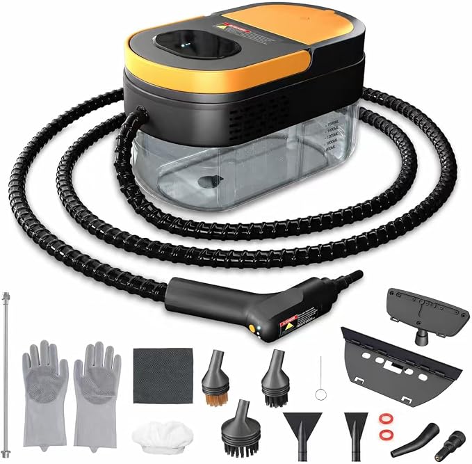 Gautye Steam Cleaner, 3 Level Adjustable Handle Yellow | 1.69 Quarts Tank, 15s Heat Up, Handle Steam Cleaner for Home, Steamer for Cleaning for Kitchen