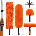 SISUPASSIE 30FT Reach High Ceiling Duster Kit, Window Cleaning kit with 5-24FT Extension Pole, Fan Duster for Ceiling Fan Blades, Microfiber Feather Duster, Rotatable Window Squeegee and Cobweb Duster