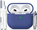 R-fun Compatible with AirPods 3 Case Cover, Silicone Protective Accessories Skin with Keychain Compatible with Apple AirPod 3rd Generation 2021 for Women Men Girls Boys,Front LED Visible,Royal Blue