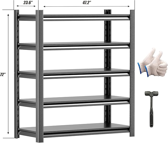 3pieces Garage Shelving,5 Tier 72"X47.2"X23.6"Inches,Storage Shelves Heavy Duty Thickened Metal Shelves Shelving Units and Storage,Garage Shelves Unit for Basement Metro