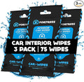 Fortress Car Interior Wipes (25 ct, Pack of 3) for Car Interior Cleaning, Dashboard, Seats, Detailing, and Steering Wheel [Travel Size] Skin-Safe Car Interior Cleaner Supplies