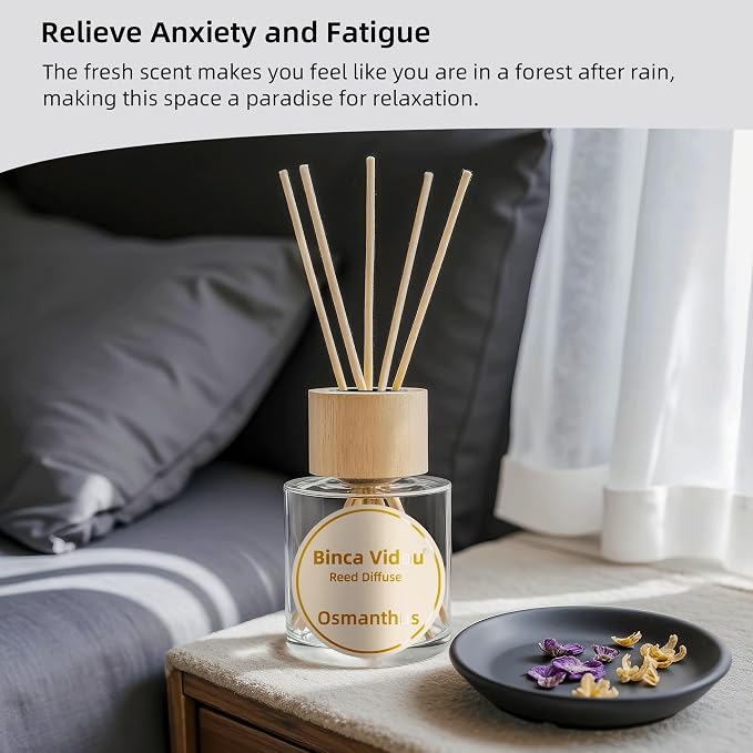 Reed Diffuser Set, Lavender Osmanthus Orange&Lemon Scent Oil Diffusers with Sticks for Home Office Bathroom Aromatherapy Decor 1.69oz X 3
