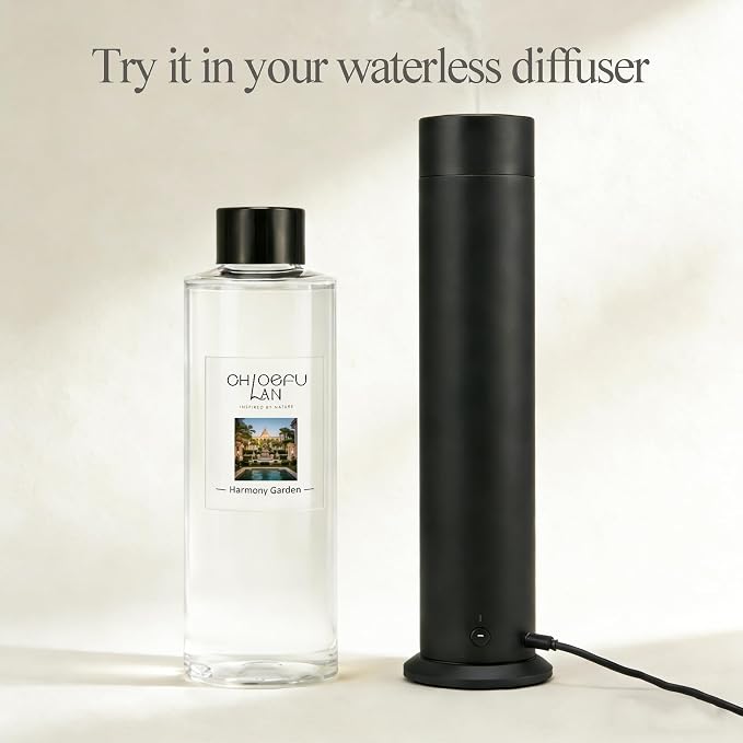 Chloefu LAN Harmony Garden Scented Oil Diffuser Refill 6.76 fl oz Crisp Botanical Aromatherapy Oil for Bedroom & Patio Outdoor-Inspired Air Freshener, 0% Alcohol, Unique Blend to Relieve Stress