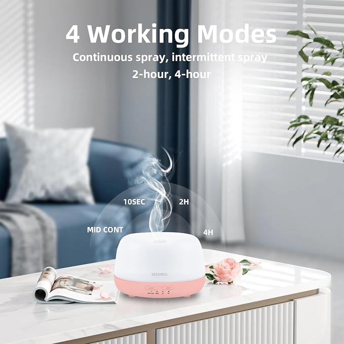 SEEDSEEL 300ML Essential Oil Diffuser with Remote Control, Aromatherapy Diffuser with 7-Color Changing LED Light for Home,Bedroom, Office