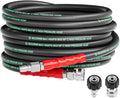 Pressure Washer Hose 25FT with 3/8 Inch Quick Connect | 4800PSI,Kink Resistant Industry Grade Steel Wire Braided, Wear Resistant Power Washer Hose with M22 14mm Adapter