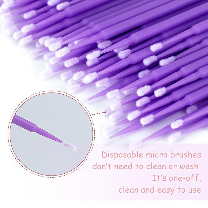 G2PLUS Micro Swabs, Disposable Micro Applicator Brushes and Swabs 100PCS | Purple Cotton Tips for Makeup Correction, Eyeliner Detailing, Nail Art Cleanup, Brow Tinting, Lash Extension Prep and Pro Use