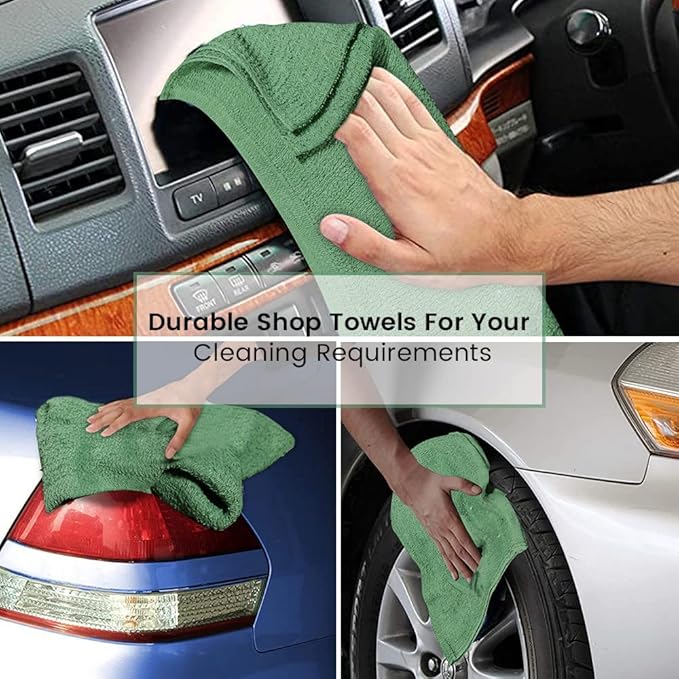 Terry Bar Mop Towels Green Value Pack of 60, Size 14"x17" Absorbent and Durable, Multipurpose, Cotton Cleaning Rags, Kitchen and Restaurant Towels, Reusable Shop Rags