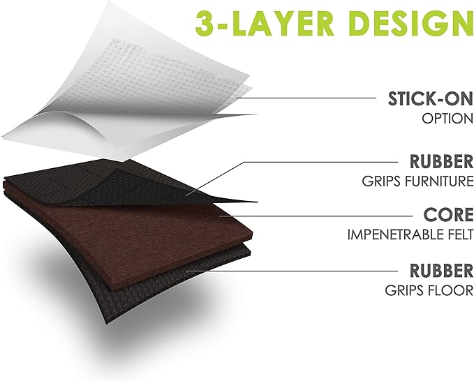 Slipstick GorillaPads 4 Inch Non Slip Furniture Gripper Pads (Pre-Scored to Cut to Size) Stops Sliding and Protects All Hard Floor Surfaces, Optional Self-Stick Adhesive, Square, CB140