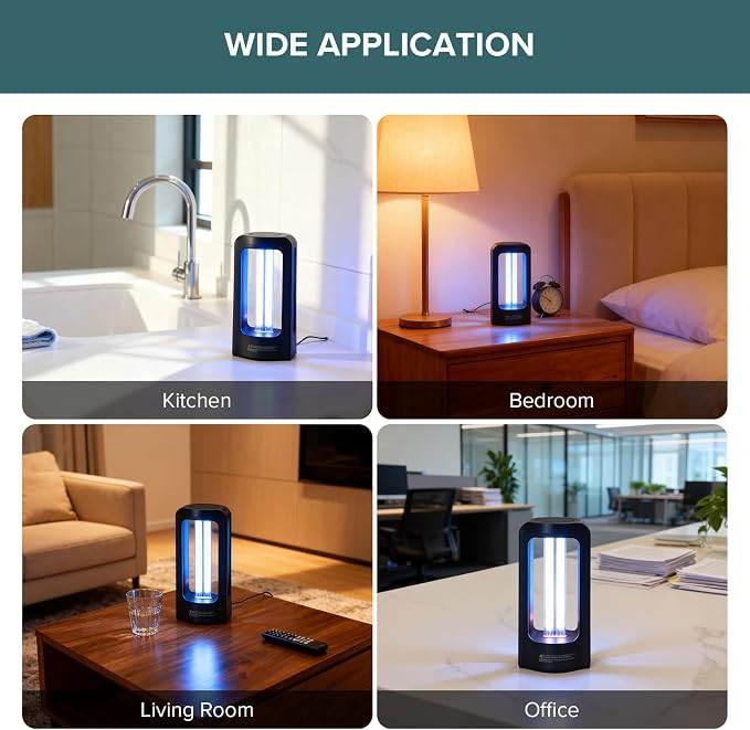 SANSI 27W UV Light Sanitizer with Remote Control Timer, 99.9% UVC Lamp 254nm Wavelength, Ultraviolet Light Portable for Bedroom Hotel Kitchen Bathroom Cleaning- Ozone Free