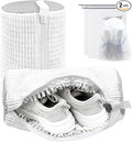 Shoe Washing Machine Bag,Laundry Shoe Bag for Washer and Dryer,Reusable Shoe Cleaning Bag for Sneakers,Tennis Shoes,With Self-locking Zipper, Microfiber Inside,Include Shoe Bag (Pro White - 2 Pack)