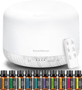 InnoGear 500ml Aromatherapy Diffuser for Home 10 Essential Oil Set, White | Gift Set, Remote Control, Automatic Shut-Off, 4 Timers, Quiet, Run up to 18hrs, Cool Mist Humidifier, Large Room, Easy to Use