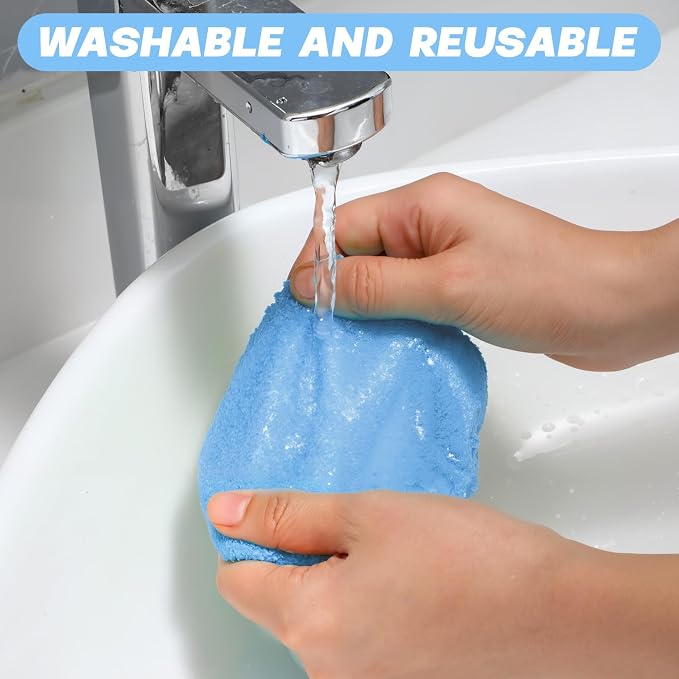 Potchen 8pcs Car Windshield Cleaner Tool with Extendable Handle, Light Blue | with Microfiber Towel Pads, Brush, Empty Spray Bottle, Car Window Cleaner for Auto Glass Wiper Suvs Rvs & Home Windows