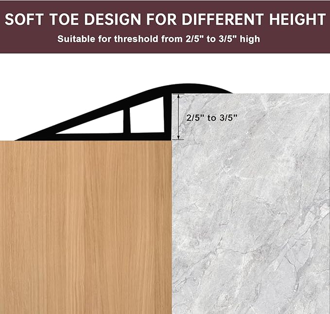Vinyl Door Threshold Flooring Transition Strip Self Adhesive Carpet Edging Strip for Laminate Doorway Edge Threshold from 2/5" to 3/5" (Coffee, 6.6 Ft)
