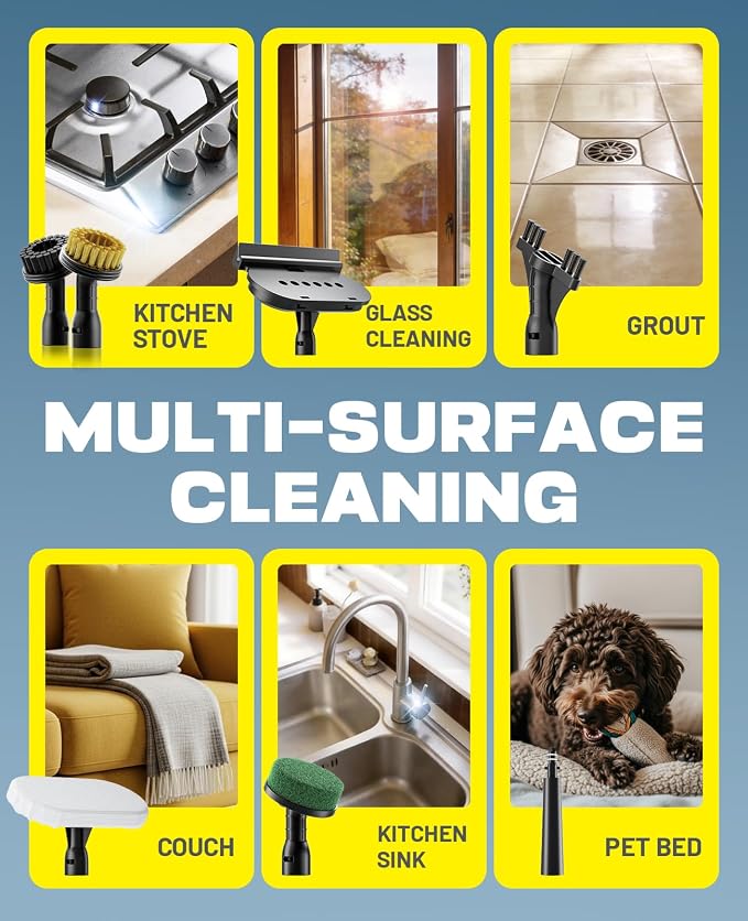 POPCHOSE Handheld Steam Cleaner, 15s Instant Heat with 650ML Tank | Lightweight Portable Steamer Featuring 2 Modes for Cleaning Kitchen, Grout, Pet Stains, Couch, Car & Bathroom