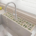 24" X 5.5" Kitchen Sink Splash Guard Faucet Mat Floral Super Absorbent Fast Drying Faucet Guard & Draining Mat Sink Splash Guard Behind Faucet for Kitchen, Bathroom