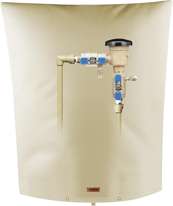Backflow Preventer Pipe Insulation Cover (5°F) - Irrigation Sprinkler Valve Insulated Pouch - Water Well Pump Cover - Sturdy 5 Layers for Winter Freeze Protection, 18" W x 24" H, Beige
