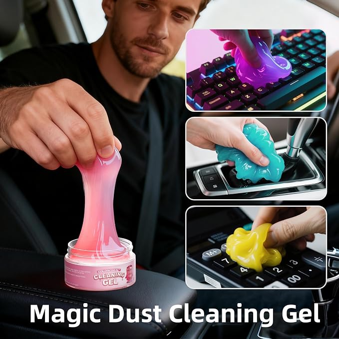 ColorCoral Reusable Car Cleaning Gel and Keyboard Cleaner Putty, 4 Pack | For Car Interiors, Air Vents, Keyboards and Electronics; 4 Fragrances, Reusable Gel Reaches Gaps, Gifts for Men and Women