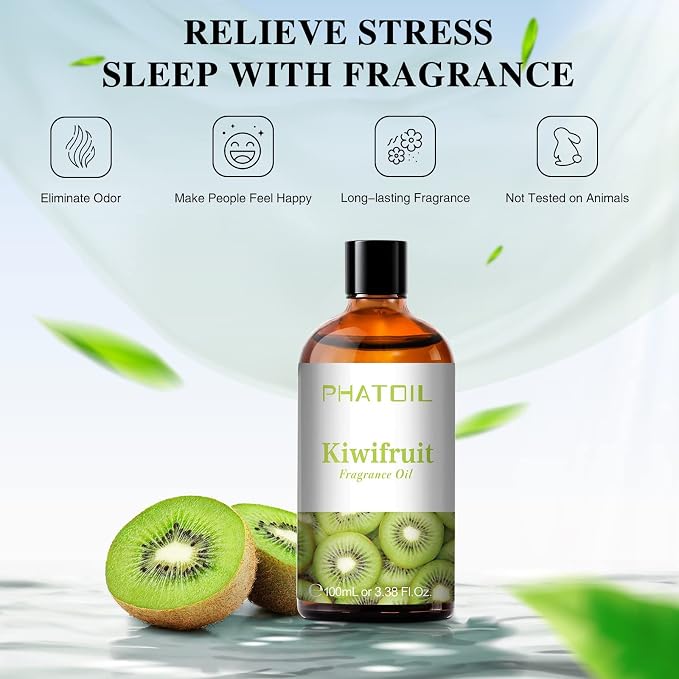 PHATOIL Kiwifruit Fragrance Oil for Diffuser Aromatherapy 3.38FL.OZ | Long Lasting Scented Oils For Humidifier, Air Freshener, DIY Soap Candle, Scent Project Making, Aroma Oil for Home Freshening