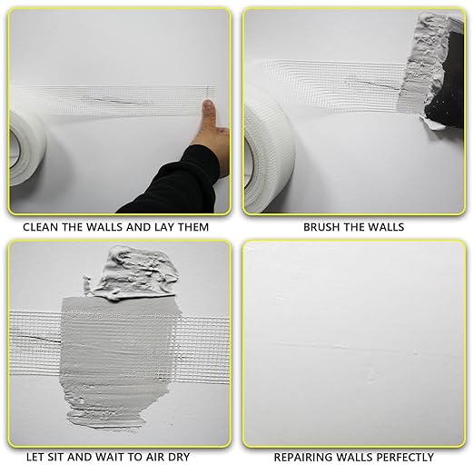 12" 100 Feet Drywall Joint Tape, Self-Adhesive Encrypted Fiberglass Drywall Repair Mesh Tape for Wall Cracks and Seam Patch