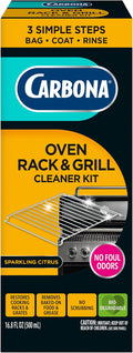 Carbona Oven Rack & Grill Cleaner Kit, Includes Bag & Gloves, Eliminates Thick Grease, Grime & Baked-On Food, Unscented Formula, No Scrubbing Required