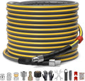 Sewer Jetter Kit for Pressure Washer, 5800PSI Drain Cleaner Hose 1/4 Inch NPT Corner,Showerhead,Rotating rotates,Mushroom Nose,Corner sewer nozzle(50FT)