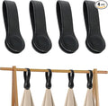 4 PCS Genuine Leather Towel Clips for Kitchen, Magnetic Hand Clips, Towel Holder with Magnet for Rods and Racks, Bathroom Accessory (Black)